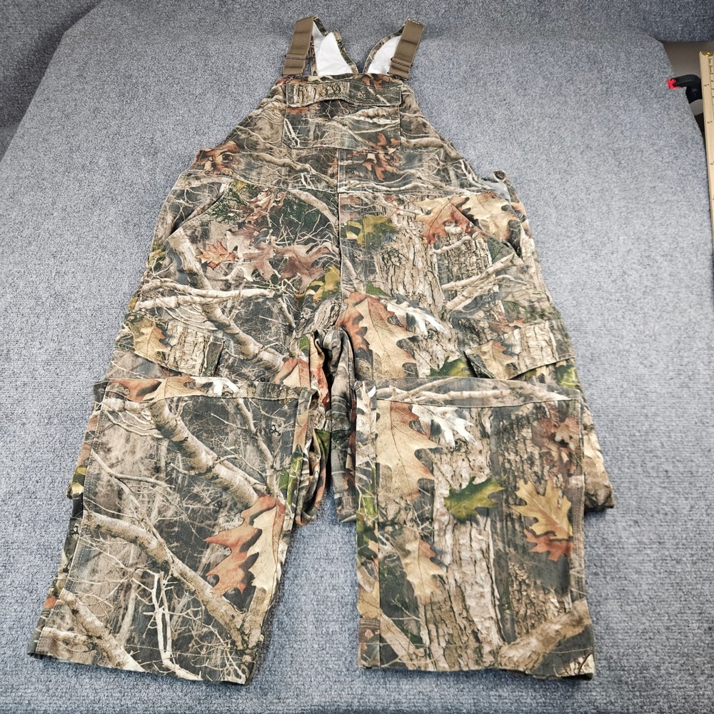 RedHead‎ Silent-Hide Camo Hunting Bib Overalls Mens Large Woodland Cargo Pockets